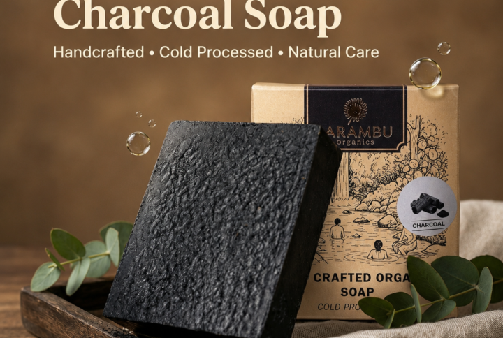 Natural Charcoal Soap for deep skin cleansing.